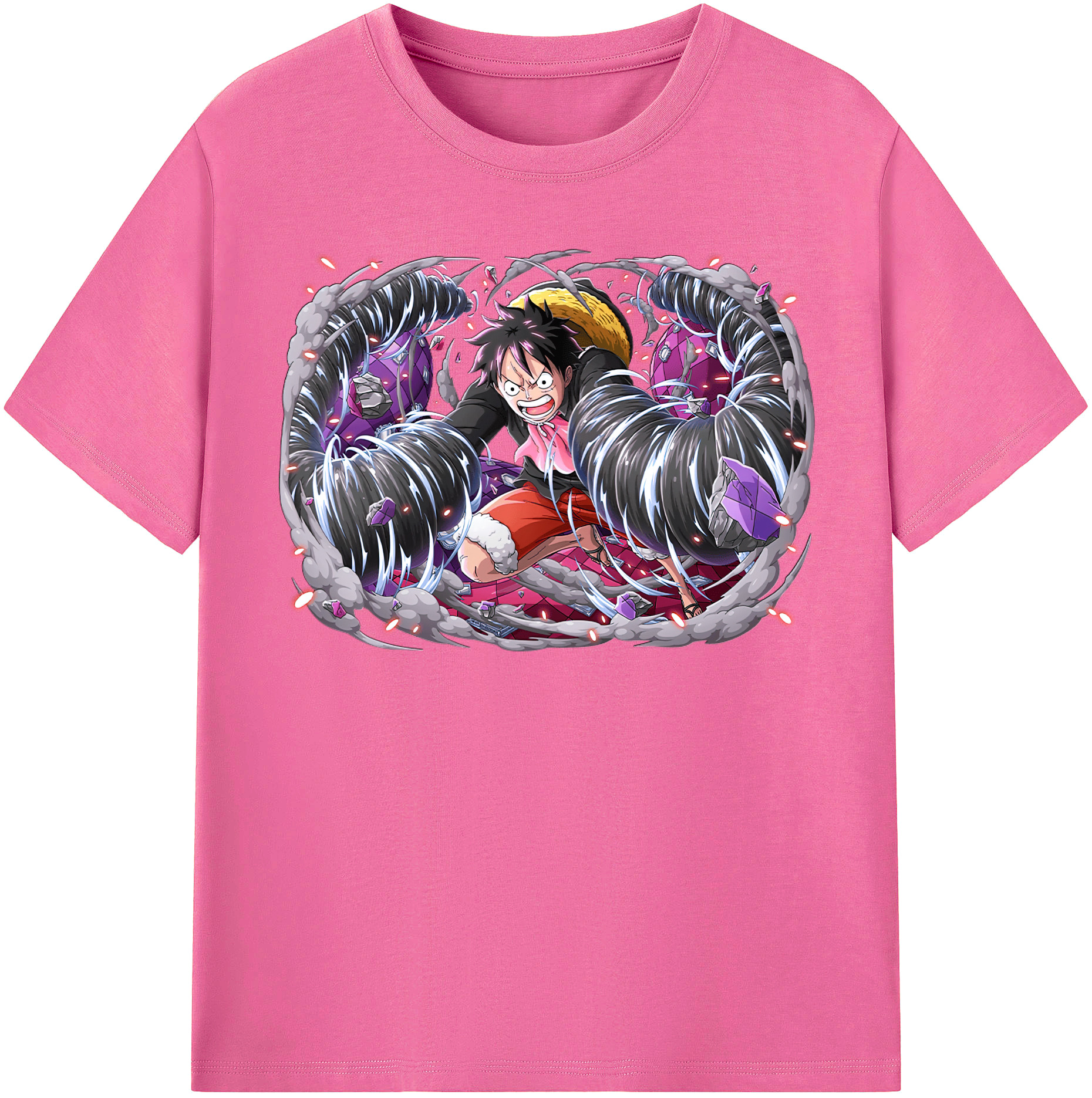 ワンピース モンキー・D・ルフィ ONE PIECE Monkey D. Luffy レディースカジュアルプリントTシャツ（綿100％）